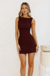 Nightfall Feelings Mesh Mini Dress Burgundy